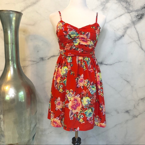 Roxy Dresses & Skirts - Last Chance! Roxy Red Floral Spaghetti Strap Dress